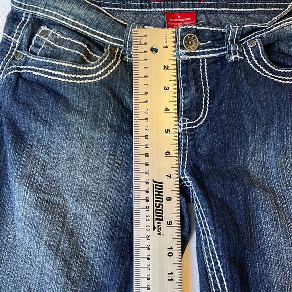 Red Rivet Women Jeans size 9 Blue Straight Leg Slim Fit Low Rise Stretch - Picture 6 of 11